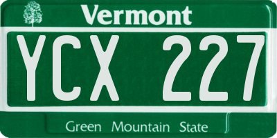 VT license plate YCX227