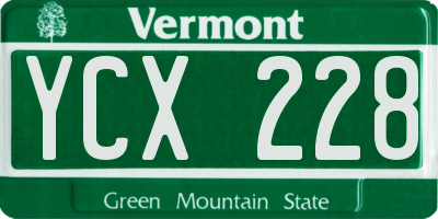 VT license plate YCX228