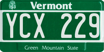 VT license plate YCX229