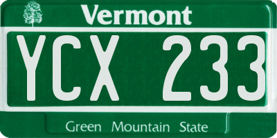 VT license plate YCX233