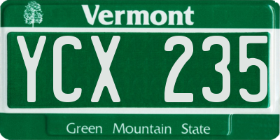 VT license plate YCX235
