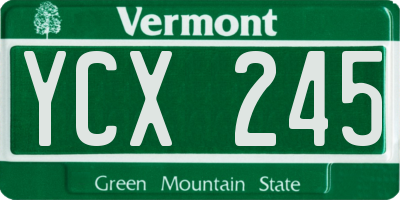 VT license plate YCX245