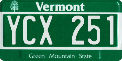 VT license plate YCX251