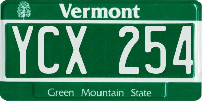 VT license plate YCX254