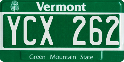 VT license plate YCX262