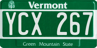 VT license plate YCX267