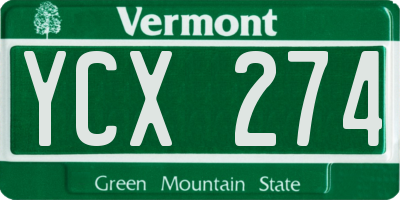 VT license plate YCX274