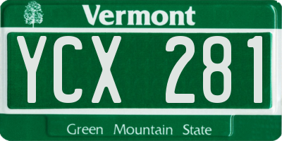 VT license plate YCX281