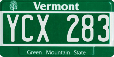 VT license plate YCX283