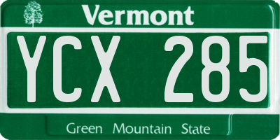 VT license plate YCX285
