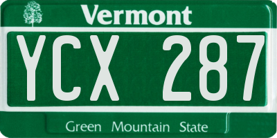 VT license plate YCX287