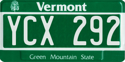 VT license plate YCX292