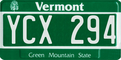 VT license plate YCX294