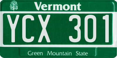 VT license plate YCX301