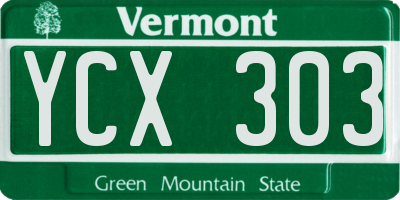 VT license plate YCX303