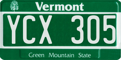 VT license plate YCX305