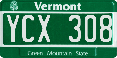 VT license plate YCX308