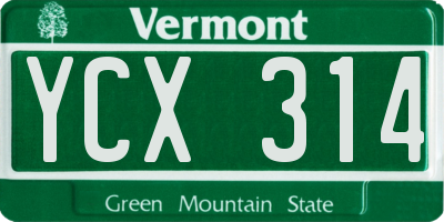 VT license plate YCX314