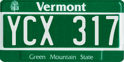 VT license plate YCX317