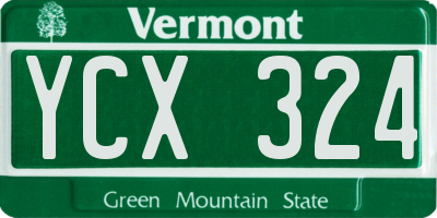 VT license plate YCX324