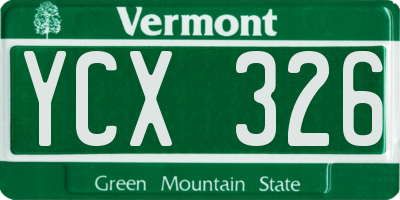 VT license plate YCX326