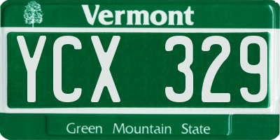 VT license plate YCX329