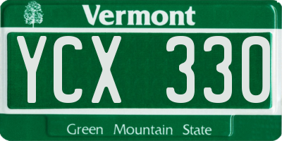 VT license plate YCX330