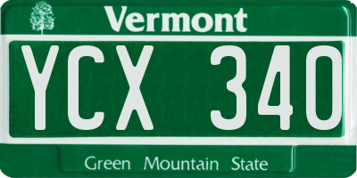 VT license plate YCX340