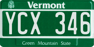VT license plate YCX346
