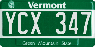 VT license plate YCX347