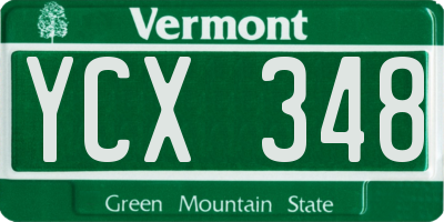 VT license plate YCX348