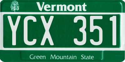 VT license plate YCX351
