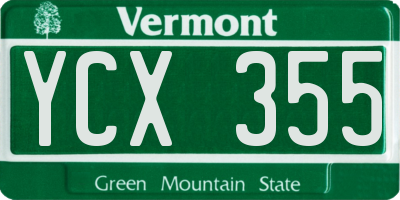VT license plate YCX355