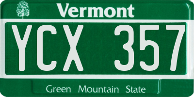VT license plate YCX357