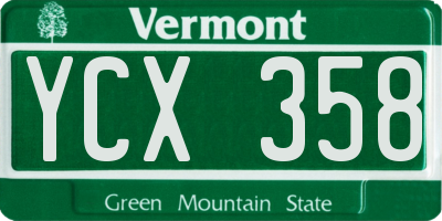 VT license plate YCX358