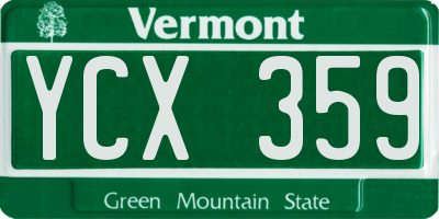VT license plate YCX359