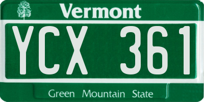 VT license plate YCX361