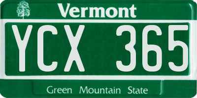 VT license plate YCX365