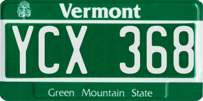VT license plate YCX368