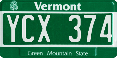 VT license plate YCX374