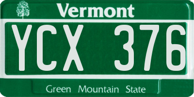 VT license plate YCX376