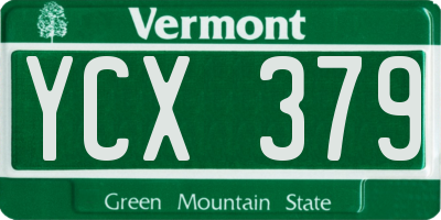 VT license plate YCX379