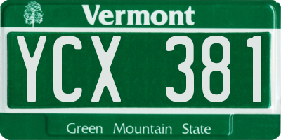 VT license plate YCX381