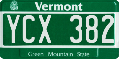 VT license plate YCX382