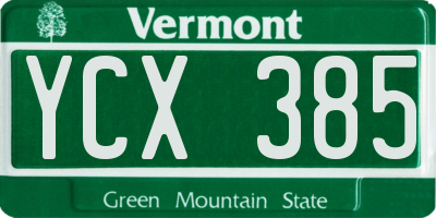 VT license plate YCX385