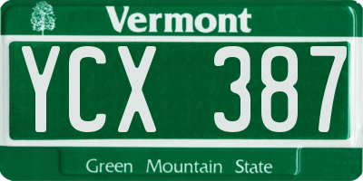 VT license plate YCX387