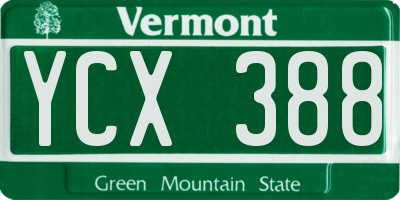 VT license plate YCX388