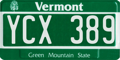 VT license plate YCX389