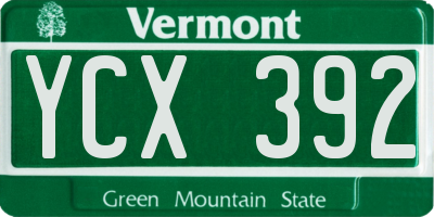 VT license plate YCX392