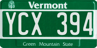 VT license plate YCX394